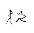 Couple dancing merrily, pictograph on white background